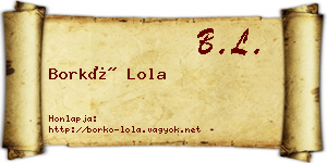 Borkó Lola névjegykártya